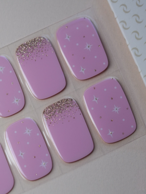 Produktbogen UV Gel Wraps Twinkle Rose – 20 Streifen Semi-Cured in Rosa mit Glitzer.