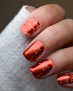 Jolly Jumper UV Gel Wraps – chromrotes Weihnachtsdesign mit weißen Norwegermustern und festlichem Glanz.